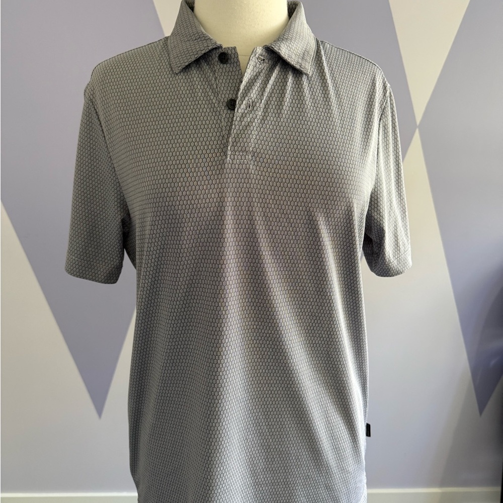 Perry Ellis Textured Gray Polo Shirt